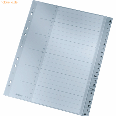 20 x Leitz Register A4 Überbreite PP-Folie A-Z grau 20 x Leitz Register A4 Überbreite PP-Folie A-Z grau von Leitz
