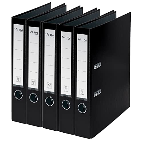VON Leitz 5er Pack Ordner A4, Karton mit Kunststoffeinband, Für 350 Blatt, 50 mm Rückenbreite, FSC-zertifizierter Karton, Aktenordner, Für Schule, Studium & Zuhause, Schwarz, 10561095 VON Leitz 5er Pack Ordner A4, Karton mit Kunststoffeinband, Für 350 Blatt, 50 mm Rückenbreite, FSC-zertifizierter Karton, Aktenordner, Für Schule, Studium & Zuhause, Schwarz, 10561095 von Leitz