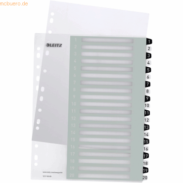 6 x Leitz Plastikregister Wow 1-20 beschriftbar A4 PP 20 Blatt weiß/sc 6 x Leitz Plastikregister Wow 1-20 beschriftbar A4 PP 20 Blatt weiß/sc von Leitz