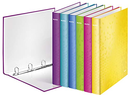 Esselte 47852 Leitz WOW Ringbuch beschichteter Karton A4 210 x 297 mm Rücken 25 mm 4 Ringe qualitativen Fun Farben sortiert von Leitz