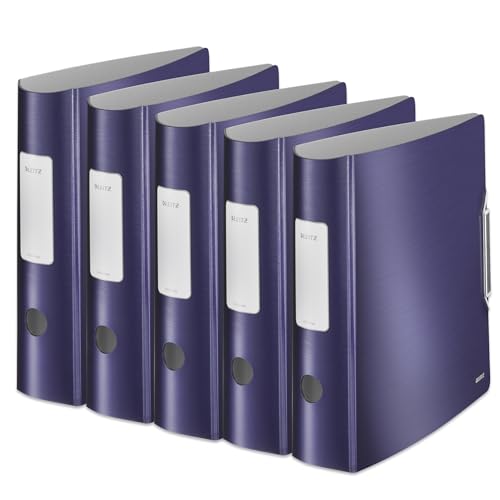 Leitz Qualitäts-Ordner 180° Active Style, 5er Pack, A4, Titan Blau, Abgerundeter Rücken mit 8,2 cm Rückenbreite, Gummibandverschluss, Leichtes Polyfoam, 11080069 Leitz Qualitäts-Ordner 180° Active Style, 5er Pack, A4, Titan Blau, Abgerundeter Rücken mit 8,2 cm Rückenbreite, Gummibandverschluss, Leichtes Polyfoam, 11080069 von Leitz