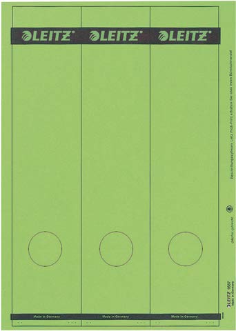 LEITZ® Rückenschild, auf A4-Bogen, selbstklebend, Papier, breit/lang, 61 x 285 mm, grün (75 Stück), Sie erhalten 1 Packung á 75 Stück von Leitz
