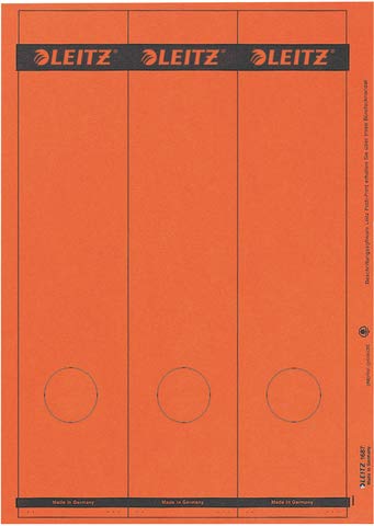 LEITZ® Rückenschild, auf A4-Bogen, selbstklebend, Papier, breit/lang, 61 x 285 mm, rot (75 Stück), Sie erhalten 1 Packung á 75 Stück von Leitz