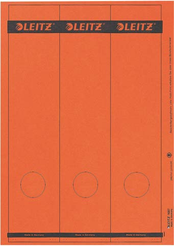 LEITZ® Rückenschild, auf A4-Bogen, selbstklebend, Papier, breit/lang, 61 x 285 mm, rot (75 Stück), Sie erhalten 1 Packung á 75 Stück von Leitz