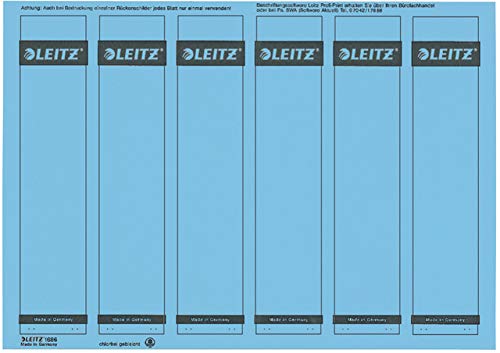LEITZ® Rückenschild, auf A4-Bogen, selbstklebend, Papier, schmal/kurz, 39 x 192 mm, blau (150 Stück), Sie erhalten 1 Packung á 150 Stück von Leitz