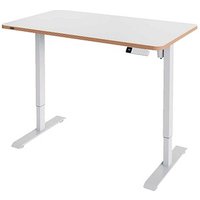 LEITZ Ergo höhenverstellbarer Schreibtisch weiß rechteckig abgerundet, T-Fuß-Gestell weiß 120,0 x 70,0 cm von Leitz