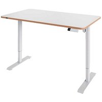 LEITZ Ergo höhenverstellbarer Schreibtisch weiß rechteckig abgerundet, T-Fuß-Gestell weiß 140,0 x 80,0 cm von Leitz