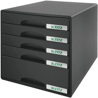 LEITZ Schubladenbox Plus  schwarz 5211-00-95, DIN A4 mit 5 Schubladen von Leitz