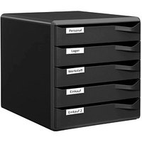 LEITZ Schubladenbox Post-Set  schwarz 52930095, DIN A4 mit 5 Schubladen von Leitz