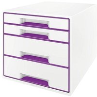 LEITZ Schubladenbox WOW CUBE perlweiß/violett 5213-20-62, DIN A4 mit 4 Schubladen LEITZ Schubladenbox WOW CUBE perlweiß/violett 5213-20-62, DIN A4 mit 4 Schubladen von Leitz