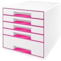 LEITZ Schubladenbox WOW Cube  perlweiß/pink 5214-20-23, DIN A4 mit 5 Schubladen von Leitz