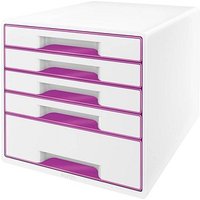 LEITZ Schubladenbox WOW Cube  perlweiß/violett 5214-20-62, DIN A4 mit 5 Schubladen von Leitz