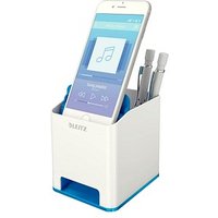 AKTION: LEITZ Stiftehalter WOW Duo Colour perlweiß/blau Polystyrol 2 Fächer 9,0 x 10,1 x 10,0 cm mit Prämie nach Registrierung von Leitz