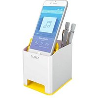 AKTION: LEITZ Stiftehalter WOW Duo Colour perlweiß/gelb Polystyrol 2 Fächer 9,0 x 10,1 x 10,0 cm mit Prämie nach Registrierung von Leitz