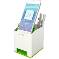 AKTION: LEITZ Stiftehalter WOW Duo Colour perlweiß/grün Polystyrol 2 Fächer 9,0 x 10,1 x 10,0 cm mit Prämie nach Registrierung von Leitz