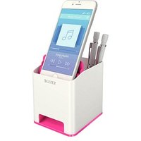 AKTION: LEITZ Stiftehalter WOW Duo Colour perlweiß/pink Polystyrol 2 Fächer 9,0 x 10,1 x 10,0 cm mit Prämie nach Registrierung von Leitz