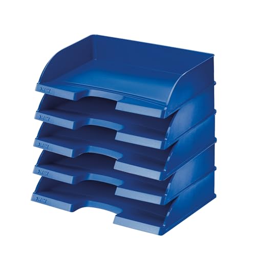 Leitz LLeitz Briefkorb Querformat A4, 5er Pack, Blau, Plus Serie, 52180035 von Leitz