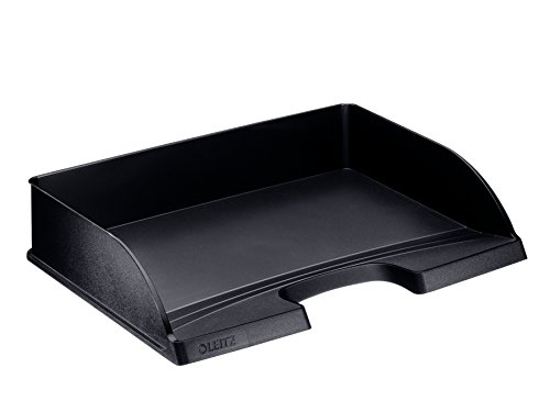 Leitz Briefkorb Querformat A4, 5er Pack, Briefablage in Premium-Qualität, Stapelbare Ablagefächer als Schreibtisch-Organizer, Kombinierbar mit Plus-Serie, Schwarz, 52180095 von Leitz