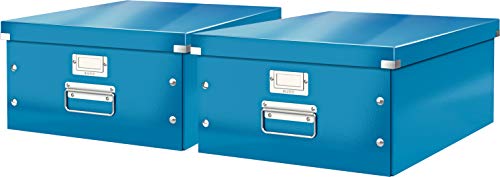 Leitz, Große Aufbewahrungs- und Transportbox, Mit Deckel, Für A3, Click & Store (Blau | 2er Pack) von Leitz