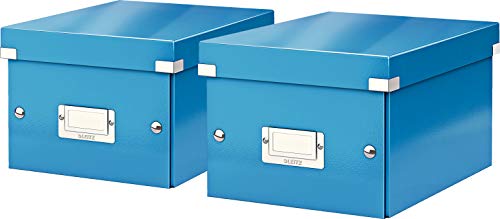 Leitz, Kleine Aufbewahrungs- und Transportbox, Mit Deckel, Für A5, Click & Store (Blau | 2er Pack) von Leitz