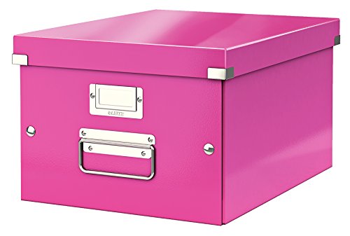 Leitz, Mittelgroße Aufbewahrungs- und Transportbox, Pink, Mit Deckel, Für A4, Click & Store, 60440023 von Leitz