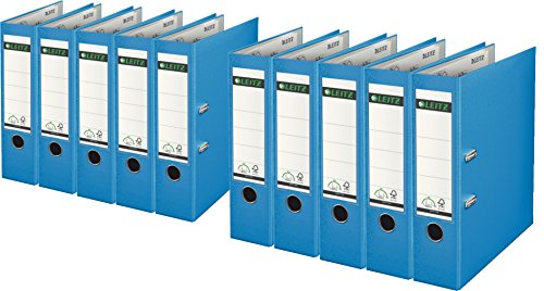 Leitz 1010-50 Qualitäts-Ordner Plastik-Cover (A4 breit | 10er Pack, helblau) von Leitz