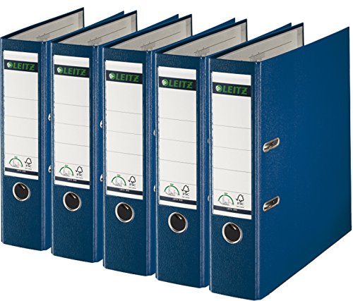 Leitz 1010-50 Qualitäts-Ordner Plastik-Cover (A4 breit| 5er Pack, blau) von Leitz