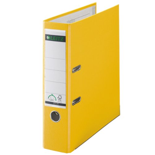 Leitz 10105015 Qualitäts-Ordner (Plastik-Cover, A4, 8 cm Rückenbreite) gelb 4er Pack von Leitz