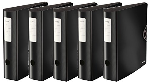 Leitz 104710 Qualitäts-Ordner 180° Active Solid, breit (A4, schwarz | 5er Pack, 1) von Leitz