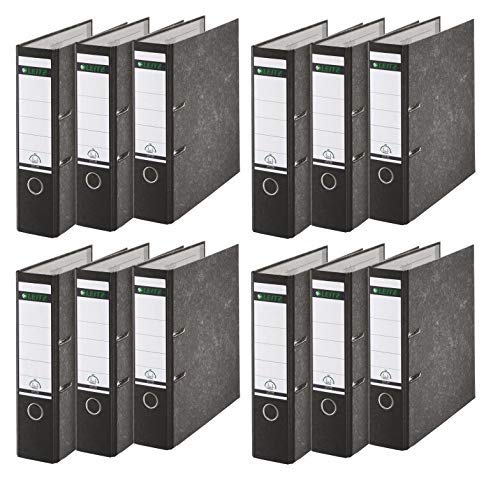 Leitz 1080/1050 Standard Ordner A4 (breit | 10er Pack, schwarz) (12er Pack | breit, schwarz) von Leitz
