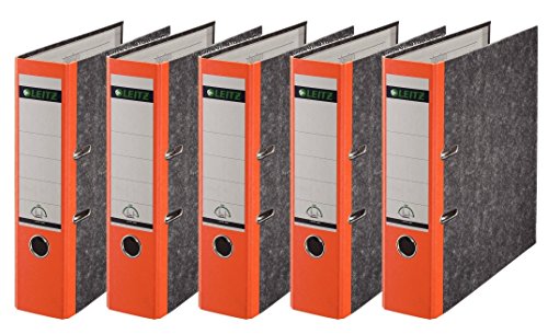 Leitz 1080/1050 Standard Ordner A4 (breit | 5er Pack, orange) von Leitz
