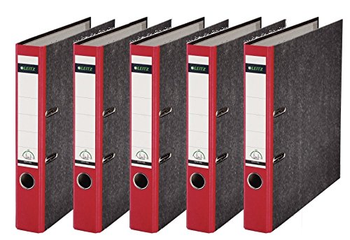 Leitz 1080/1050 Standard Ordner A4 (schmal | 5er Pack, rot) von Leitz