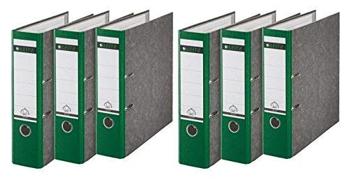 Leitz 1080 Qualitäts-Ordner 180A mit Schlitzen A4 Breit, 6 Stück im Sparpack (grün, 2) von Leitz