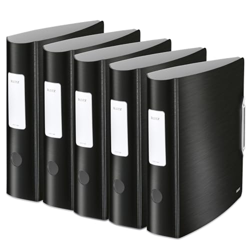 Leitz Qualitäts-Ordner 180° Active Style, 5er Pack, A4, Satin Schwarz, Abgerundeter Rücken mit 8,2 cm Rückenbreite, Gummibandverschluss, Leichtes Polyfoam, 11080094 Leitz Qualitäts-Ordner 180° Active Style, 5er Pack, A4, Satin Schwarz, Abgerundeter Rücken mit 8,2 cm Rückenbreite, Gummibandverschluss, Leichtes Polyfoam, 11080094 von Leitz