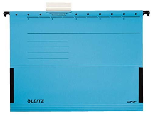 Leitz 19860035 Hängende Ordner mit Seitenschutz mit "V" -Boden, Achsabstand 33 cm, Lochsockel, Blau, 25 Stück von Leitz