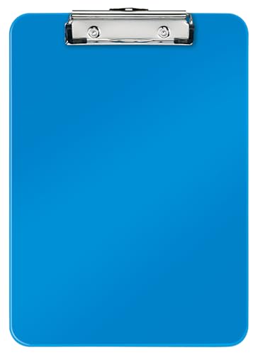 Leitz WOW A4 Klemmbrett, hochwertiges Klemmbrett aus Hartplastik, 80 Blatt Kapazität, Blau, 39710036 von Leitz