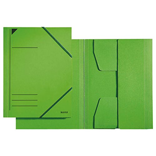 Leitz 3981 Eckspannermappe mit 3 vollflächig verklebten Klappen, A4, Füllhöhe 350 Blatt, Colorspankarton, vier Farben zur Auswahl (5, grün) von Leitz