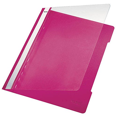 Leitz 4191 Premium PVC Plastik-Hefter Standard, mit transparentem Vorderdeckel (pink, 25) von Leitz