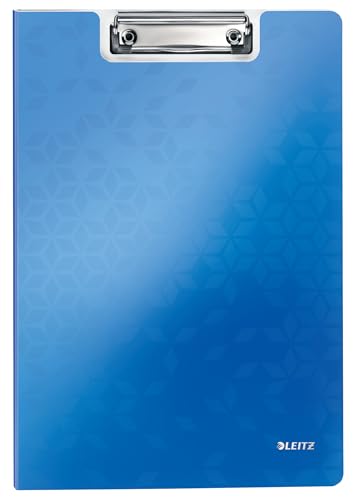 Leitz WOW A4 Klemmbrettmappe mit Abdeckung, Leichtes Polyfoam, Strapazierfähiges Klemmbrett mit Abdeckung, Für bis zu 80 Blatt, Blau, 41990036 von Leitz