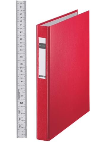 Leitz 42120025 Ringbuch Standard, A4, PP, 4 Ringe, 25 mm, rot von Leitz