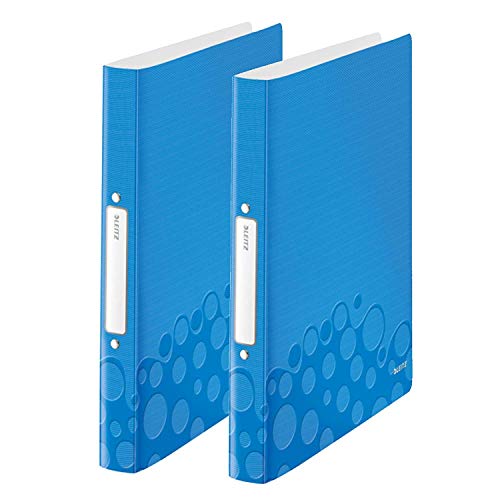 Leitz 42570036 Ringbuch wow, A4, PP, 2 Ringe, 25 mm, blau metallic (2 Ringe | Doppelpack) von Leitz