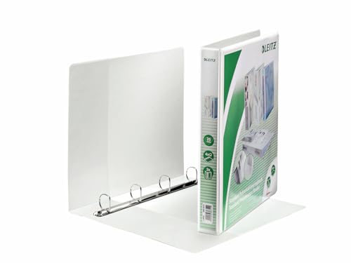 Leitz 42840001 Ringbuch Präsentation, mit Taschen, A4, PP, 4 Ringe, 25 mm, weiss von Leitz