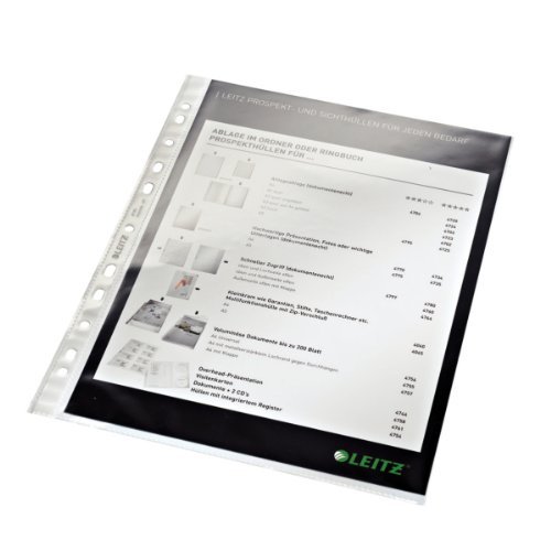 Leitz 4770 Prospekthülle Standard, A4, PP, glasklar, 0,08 mm, dokumentenecht, farblos, 100 Stück; Packungsinhalt: 100 Stück Leitz 4770 Prospekthülle Standard, A4, PP, glasklar, 0,08 mm, dokumentenecht, farblos, 100 Stück; Packungsinhalt: 100 Stück von Leitz