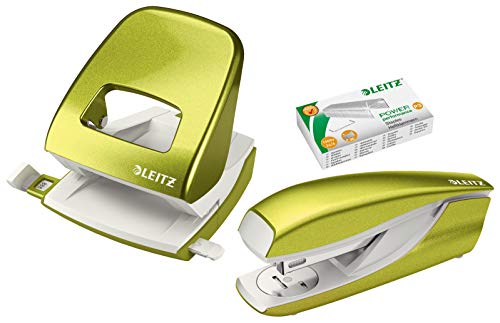 Leitz 5008 NeXXt Series Bürolocher, Metall, bis zu 30 Blatt (Set ? grün metallic) von Leitz