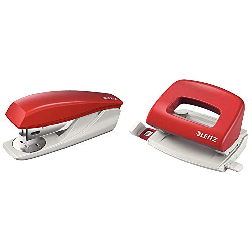 Leitz 55000025 Heftgerät, 25 Blatt, Ergonomisches Kunststoffgehäuse, rot & kleiner Locher, 10 Blatt, Rot, Anschlagschiene mit Formatvorgaben, Ergonomischer Griffbereich, Metall, NeXXt, 50580025 Leitz 55000025 Heftgerät, 25 Blatt, Ergonomisches Kunststoffgehäuse, rot & kleiner Locher, 10 Blatt, Rot, Anschlagschiene mit Formatvorgaben, Ergonomischer Griffbereich, Metall, NeXXt, 50580025 von Leitz
