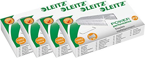 Leitz 55700000 Heftklammer (24/6 mm) 1000 Stück verzinkt (4 Packungen, 24/6mm) von Leitz