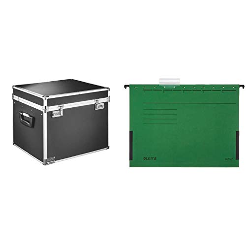 Leitz 67140095 Hängeablage-Box, Aluminium, schwarz & 19863055 Hängetasche Alpha, seitlich mit Fröschen, Colorspankarton, 5 Stück, grün Leitz 67140095 Hängeablage-Box, Aluminium, schwarz & 19863055 Hängetasche Alpha, seitlich mit Fröschen, Colorspankarton, 5 Stück, grün von Leitz