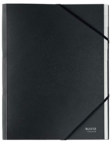 Leitz A4 Ordnungsmappe, 12 integrierte Fächer, Elastischer Gummiband-Verschluss, 100% recyclebar, Umweltfreundlich, Recycle-Serie, Schwarz, 39150095 Leitz A4 Ordnungsmappe, 12 integrierte Fächer, Elastischer Gummiband-Verschluss, 100% recyclebar, Umweltfreundlich, Recycle-Serie, Schwarz, 39150095 von Leitz