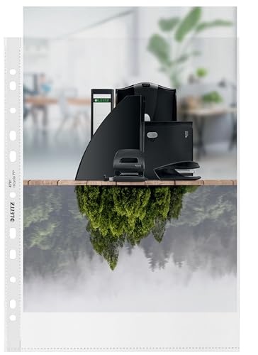Leitz A4 Prospekthüllen, 100 Stück, Universallochung , Matte Oberfläche, 100 Mikron Folienstärke, 100% recyclebar, Umweltfreundlich, Recycle-Serie, Farblos, 47910003 Leitz A4 Prospekthüllen, 100 Stück, Universallochung , Matte Oberfläche, 100 Mikron Folienstärke, 100% recyclebar, Umweltfreundlich, Recycle-Serie, Farblos, 47910003 von Leitz