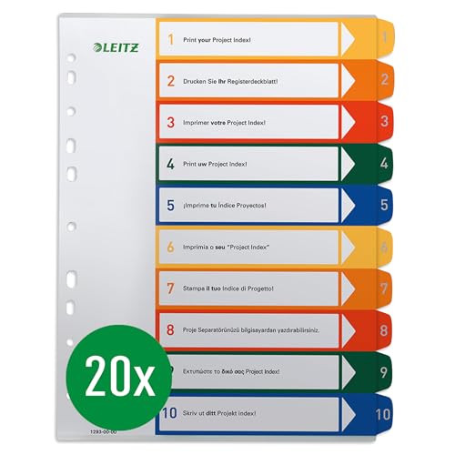 Leitz A4 Register, 10er Pack, 1-10, 10 Trennblätter, Beschriftbares Deckblatt, Extrabreit, PP, Mehrfarbig, 12930000 Leitz A4 Register, 10er Pack, 1-10, 10 Trennblätter, Beschriftbares Deckblatt, Extrabreit, PP, Mehrfarbig, 12930000 von Leitz
